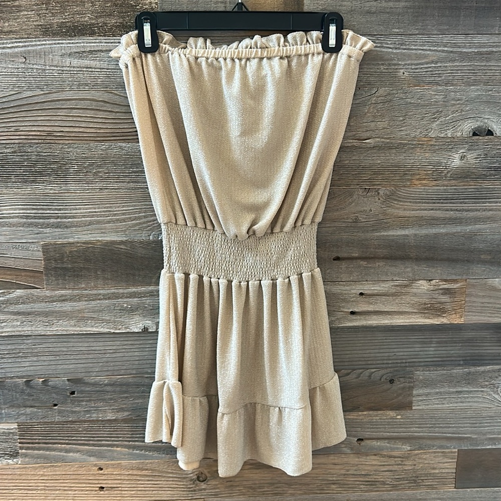 NWT Ramy Brook Knit Marina Dress Neutral Sparkle Strapless Size Small - Picture 4 of 12